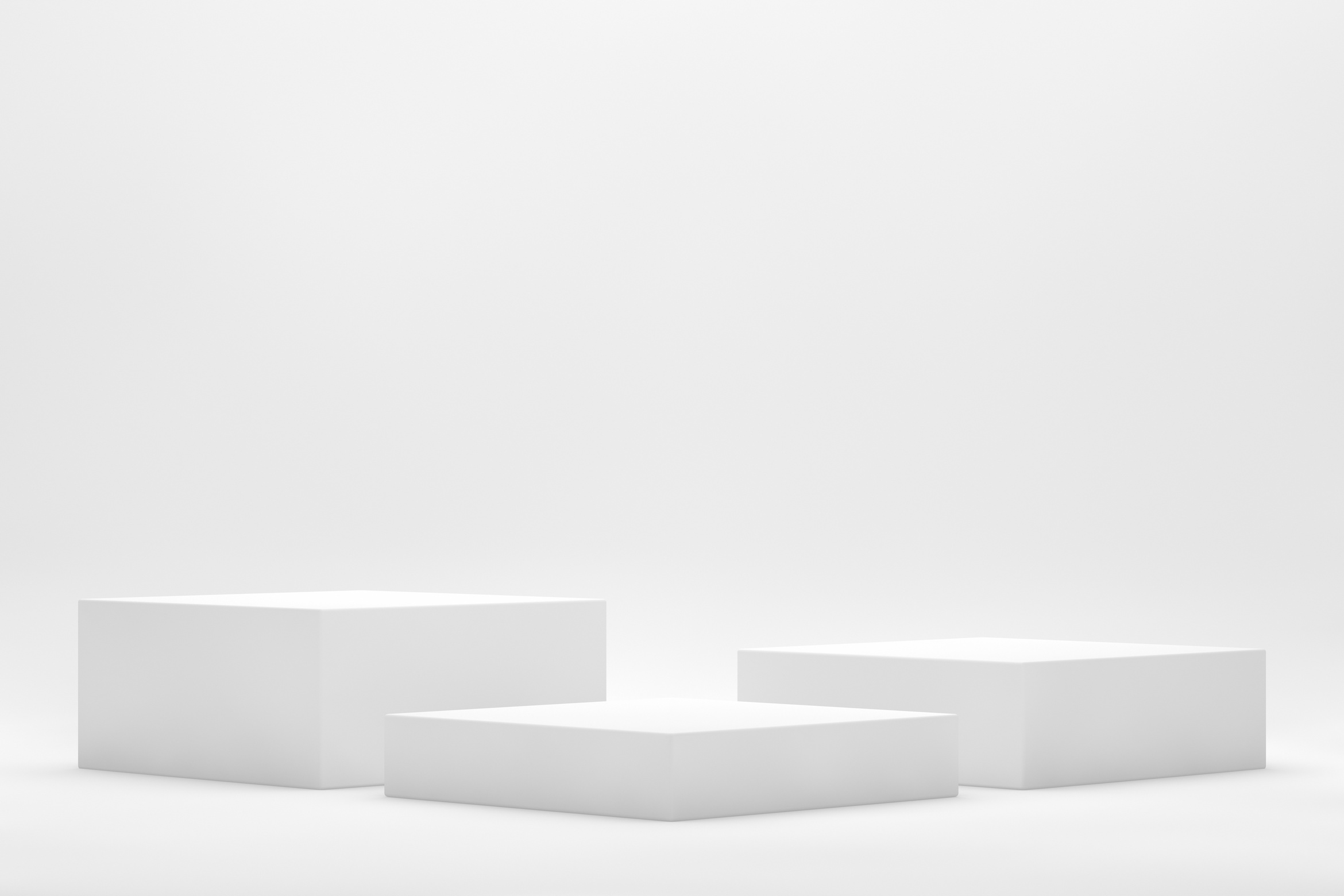 3D Empty White Product Stand, Platform, Podium on White Background